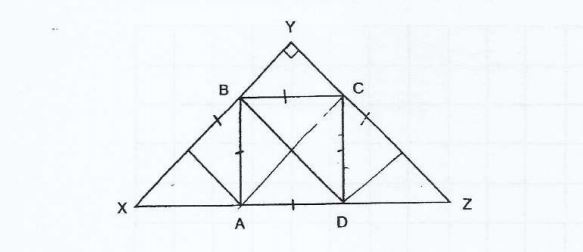 Question Image of The figure below is not drawn to scale. ABCD is a square. XYZ is a right-angled isosceles triangle of area 180cm$^2$. Find the area of Square ABCD.  .