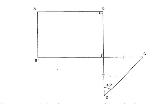Question Image of The figure below is formed by a rectangle and an isosceles triangle . Which two lines are perpendicular to line BD?   .