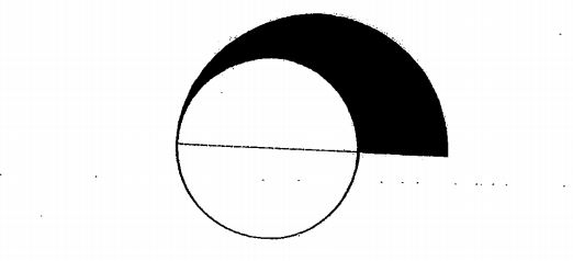 Question Image of The figure below, not drawn to scale, shows a circle overlapping a larger semi circle. If the ratio of the shaded area to unshaded area is 5: 8, Find the ratio of the radius of the circle to the radius of  the larger semi- circle.   .