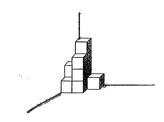 Question Image of The figure below shows a solid that is made up of 2cm cubes. The cubes are stacked on top of one another. How many more such cubes are required from a larger solid with a volume of 192 cm$^3$?.