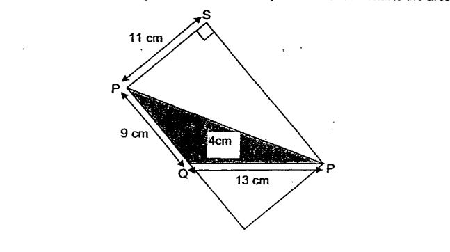 Question Image of The figure below shows a trapezium PQRS. What is the area of the shaded part?    .