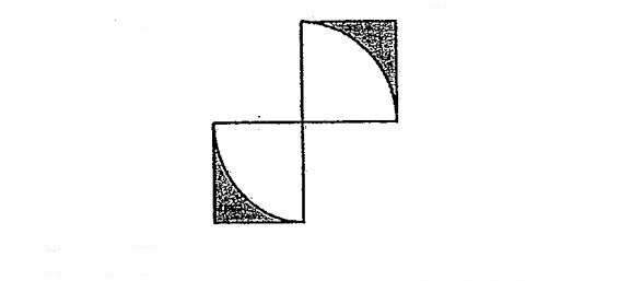 Question Image of The picture below is made up of 2 similar squares and 2 similar quadrants. The area of one square is 64cm$^2$. <br> (a) Find the area of the shaded region. <br>(b) Find the perimeter of the unshaded region. $(Take\pi = 3.14)$.  .