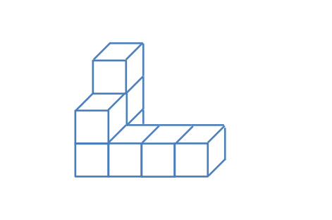 Question Image of The solid of 9 cubes below is fully painted blue. How many cubes have 3 blue faces?.